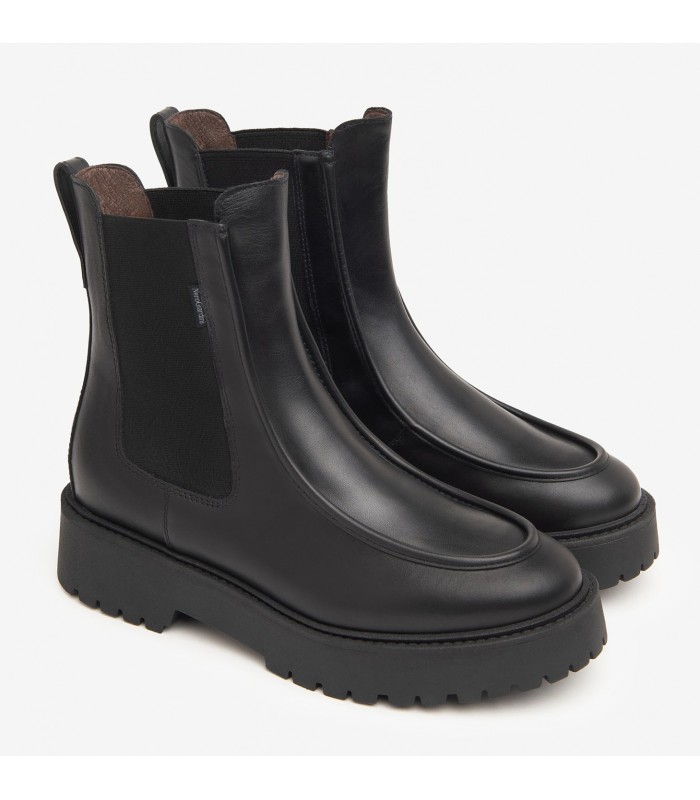 Botines Chelsea con plataforma en piel negra de alta calidad.