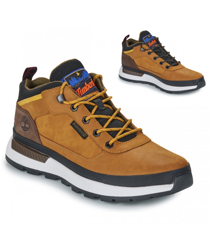 Botines marrones con cordones. Piel natural cuero. Suela blanca.