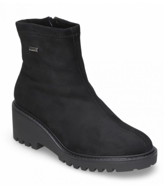 Botines negros con cuña. Lycra elástica, membrana impermeable.