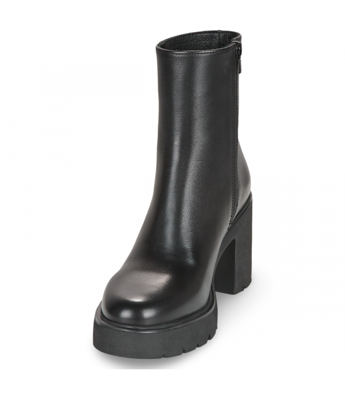 Botines negros con tacón y plataforma. Piel vacuno.