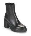 Botines negros con tacón y plataforma. Piel vacuno.