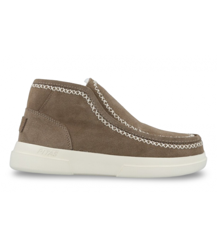 Botines taupe con forro de pelo. Piel serraje.