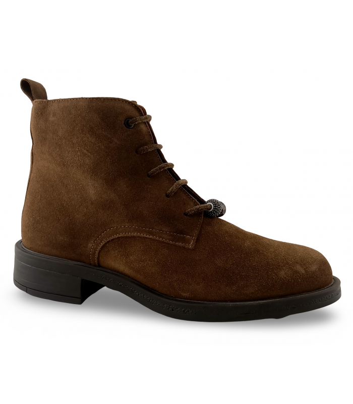 Botines de cordones en serraje