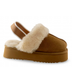 Botines cuero. Piel serraje, pelo beige, elástico en talón.