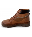 Botines con cordones en piel beige natural.