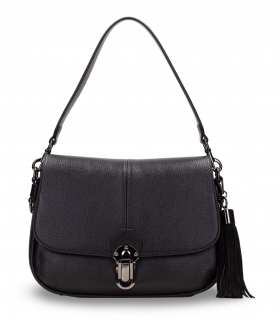 Bolso con cierre en color negro.