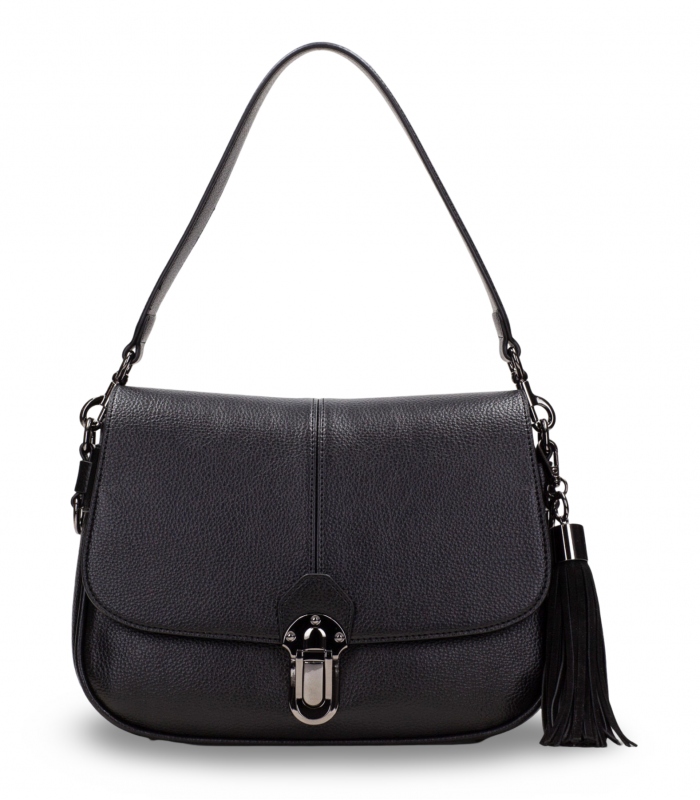 Bolso con cierre en color negro.