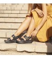 Sandalia plataforma velcro negra Panama Jack NOAH
