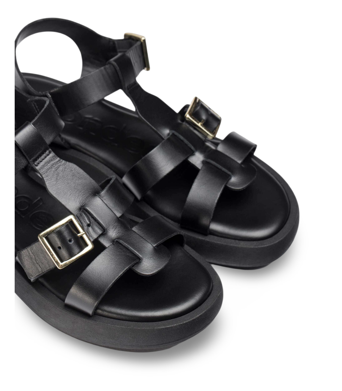 Sandalia romana negra Wonders AB-1012