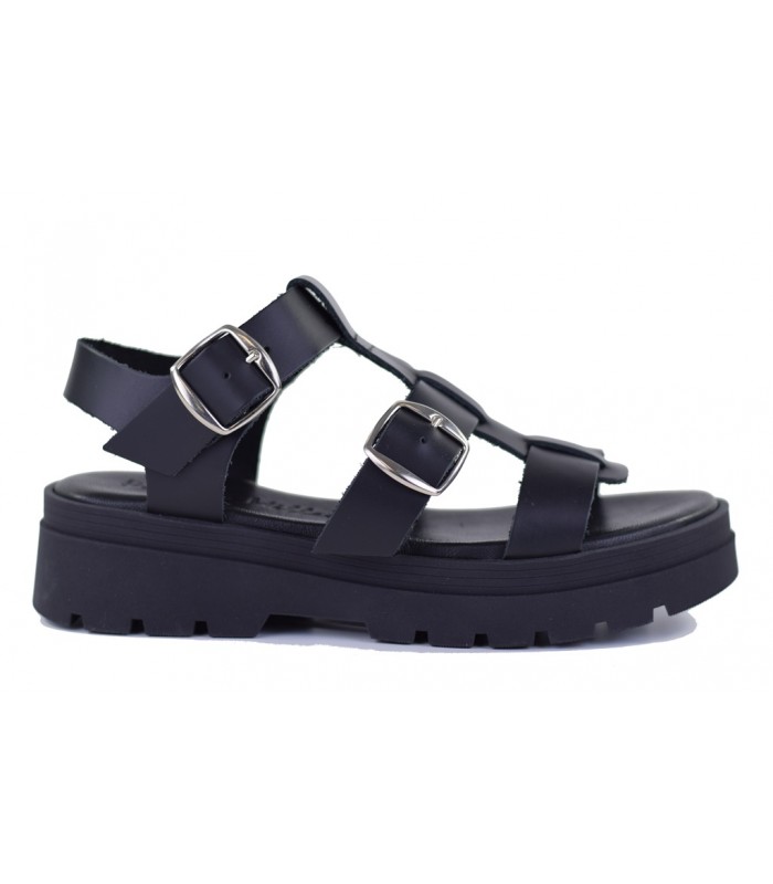Sandalias negras con piso track Patricia Miller 6536