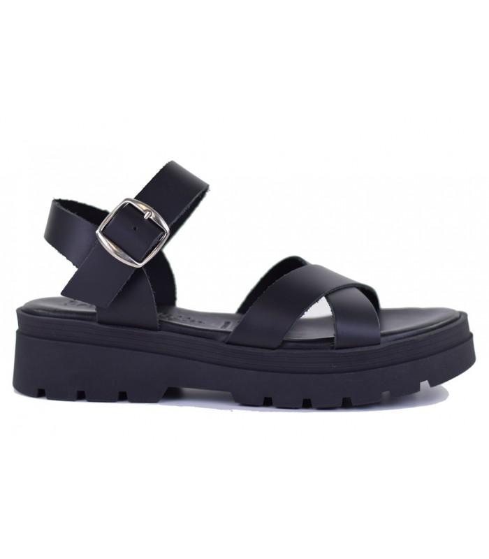 Sandalias negras con piso track Patricia Miller 6537