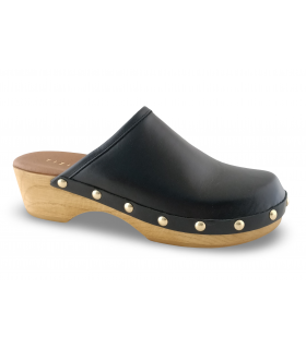 Zueco negro con piso madera Tiziana MADELINE