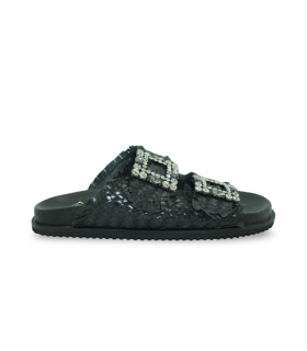Sandalia trenzada negra con tachas Top3 SF25446