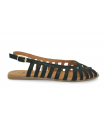 Sandalia plana negra con hebilla Top3 SR25455
