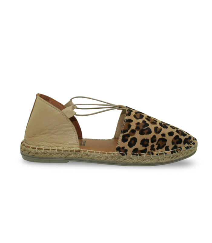 Alpargata beige con animal print leopardo Top3 SR25477