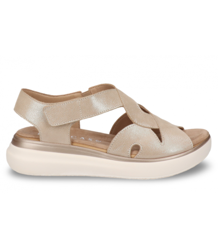 Sandalia con plataforma para mujer en beige DChicas 5132