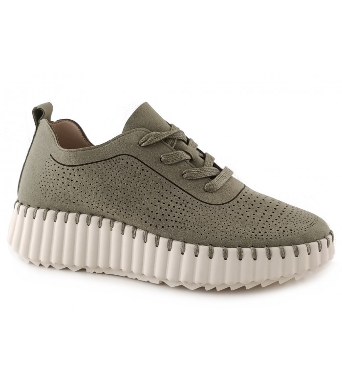 Zapatos de piel en color verde kaki para mujer WALK & FLY AH9837