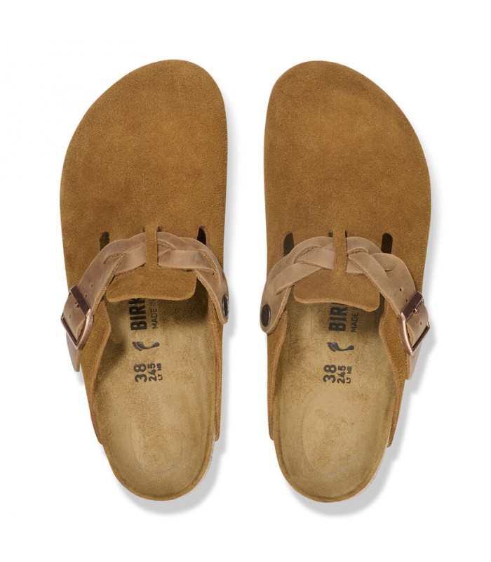 Zuecos anatómicos cuero para señora Birkenstock Boston LEVE Braided Mink