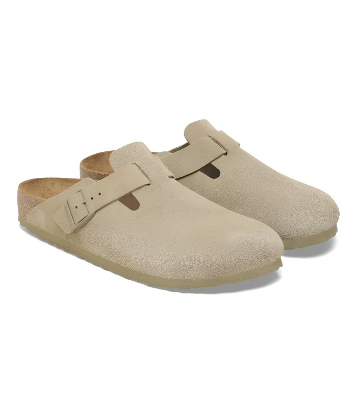 Zuecos anatómicos kaki para señora Birkenstock Boston LEVE Faded Khaki