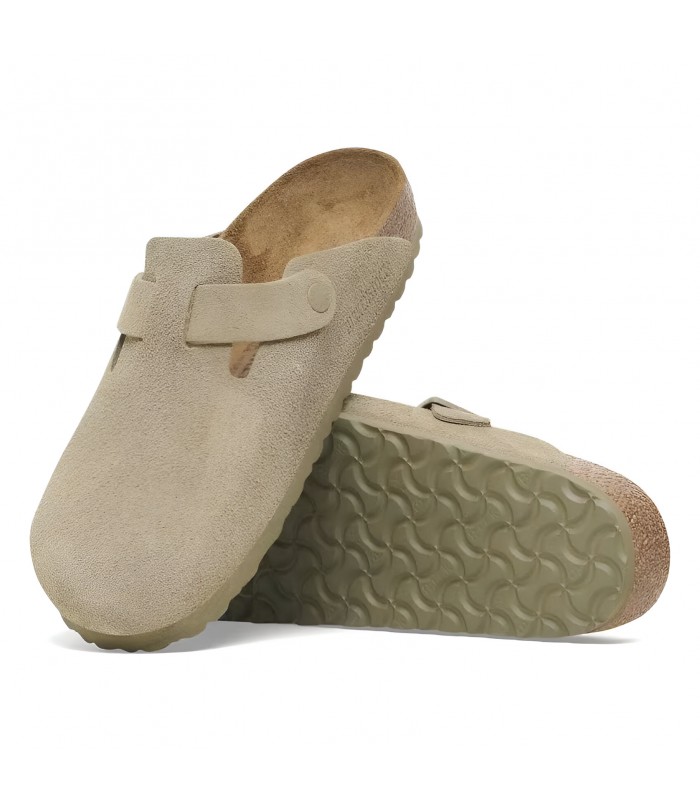 Zuecos anatómicos kaki para señora Birkenstock Boston LEVE Faded Khaki