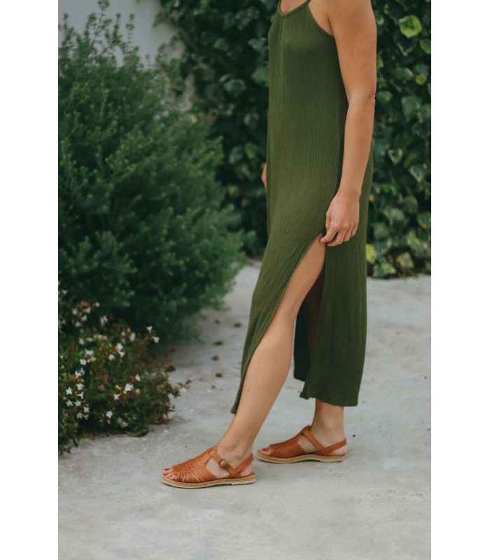 Sandalia de color cuero para mujer MEXAS AZTECA