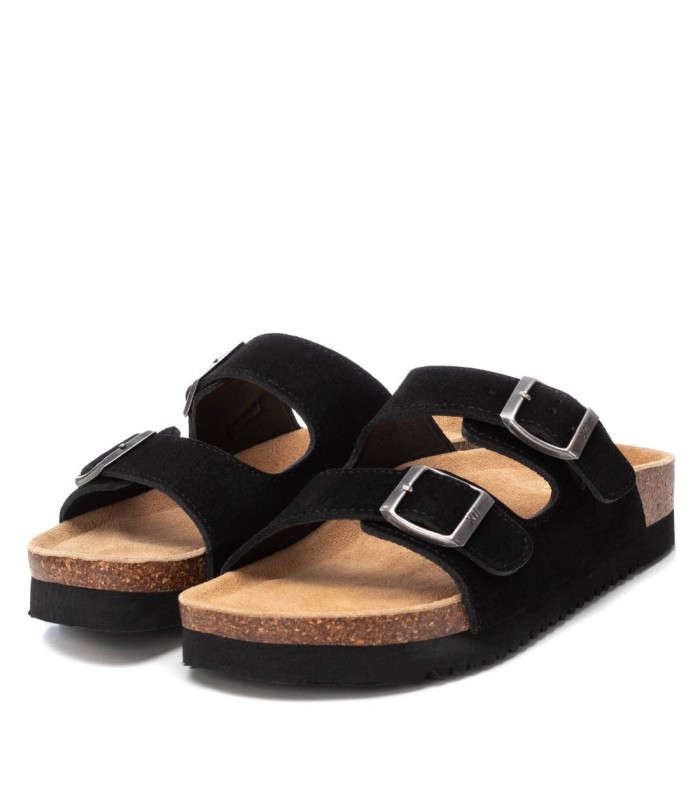 Sandalia bio en color negro con cierre de dos hebillas para señora XTI 142552