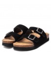 Sandalia bio en color negro con cierre de dos hebillas para señora XTI 142552