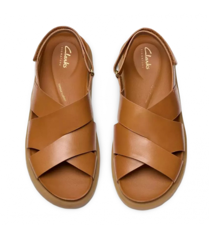 Sandalia con suela anatómica de color cuero para mujer CLARKS ARISTELLA SUN
