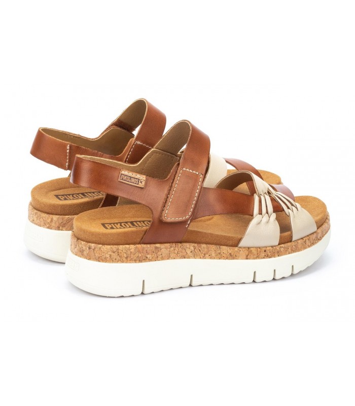 Sandalia de color brandy combinada con marfil para mujer PALMA PIKOLINOS