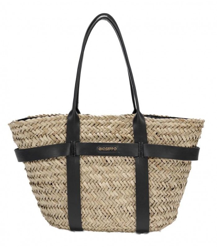 Bolso de rafia para mujer en combinación de negro y rafia natural GIOSEPPO 75519M