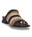 Sandalia trenzada para mujer en hielo, camel y negro Angel Alarcón 25115