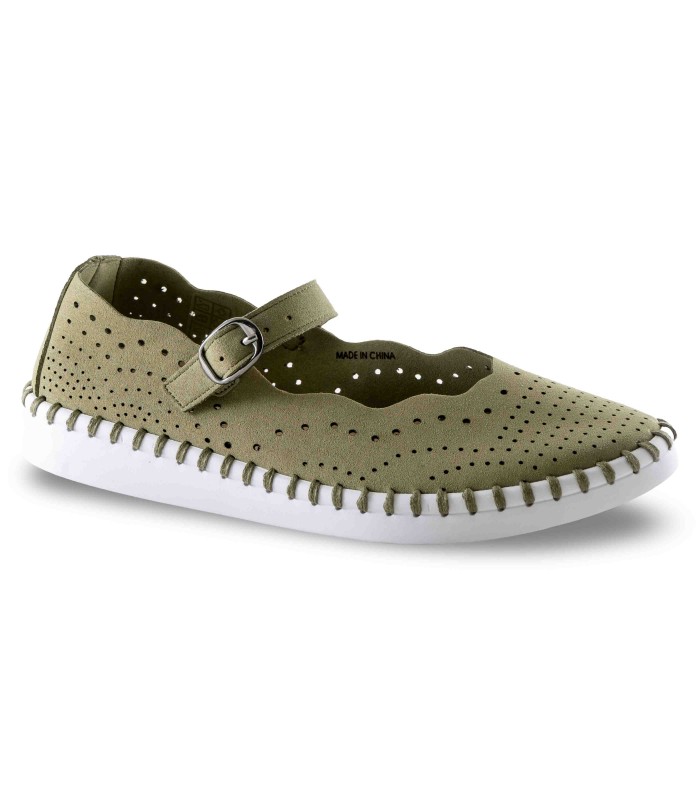 Zapato estilo Mercedes kaki para señora Walk & Fly HI9933