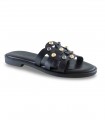 Sandalia plana negra con tachas Myconian 2124