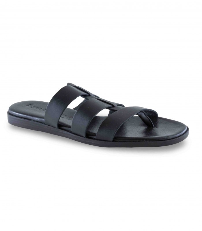 Sandalia negra dedo fresca y cómoda Bryan 2536