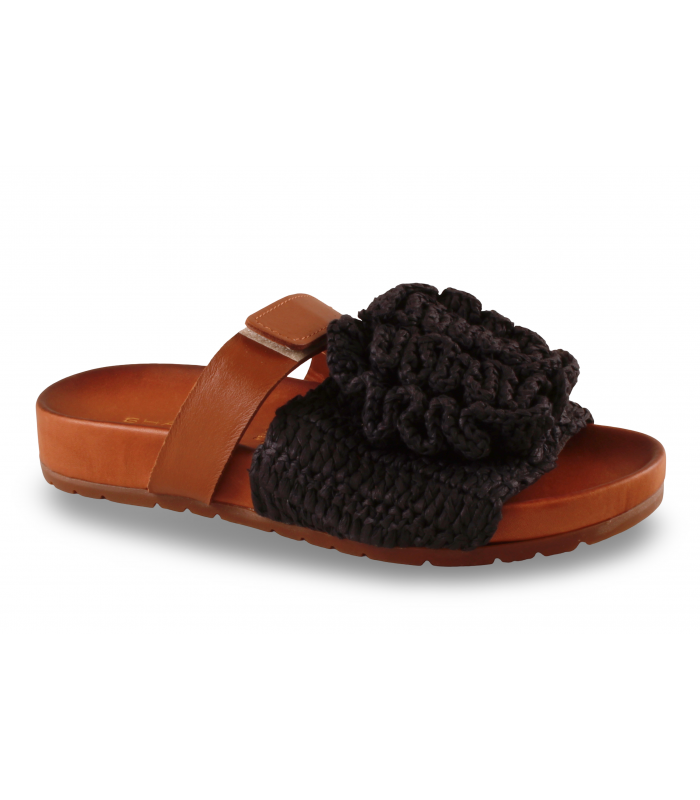 Sandalia negra rafia para señora Shaddy 100251553