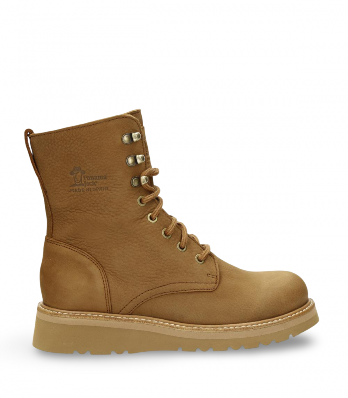 Panama Jack Keila B2 Cuero/Bark. Bota alta de piel cuero con suela dentada y estilo aventurero