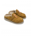 Satorisan Uwabaki Clog Suede Mid Brown. Zueco casual de piel marrón con interior cálido ideal para casa o calle