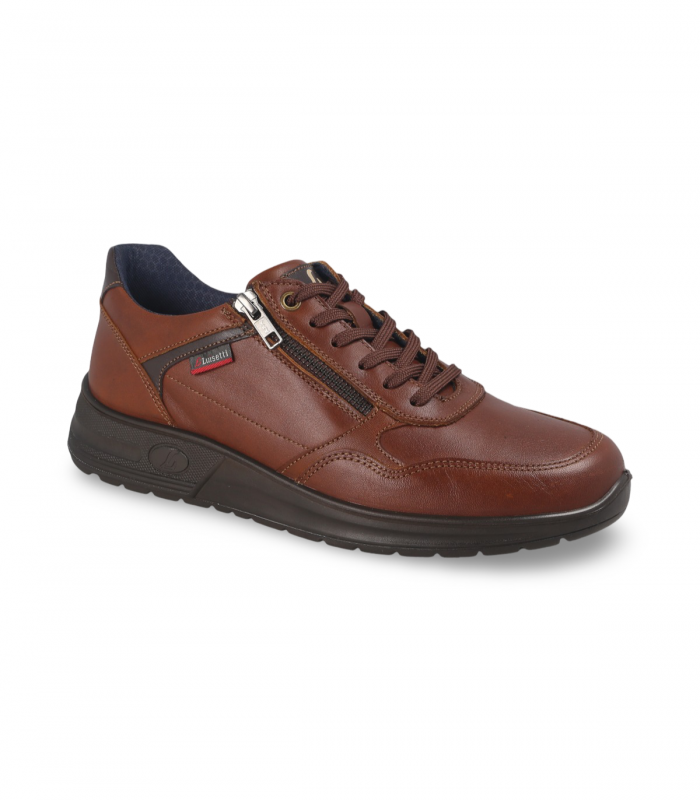 Luisetti 36216. Deportivo cognac con cremallera y suela gruesa, estilo urbano muy cómodo