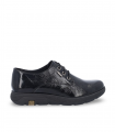 Nature N157 negro. Zapato charol arrugado negro con cordones, ligero y con estilo