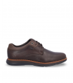 Zapato de cordones para hombre en piel marrón