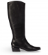 Wonders D2003. Bota negra alta en piel Isy con tacón ancho cómodo, elegante y versátil
