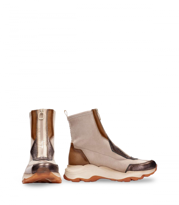 Hispanitas CHI254321. Bota alta tipo sneaker beige con diseño robusto