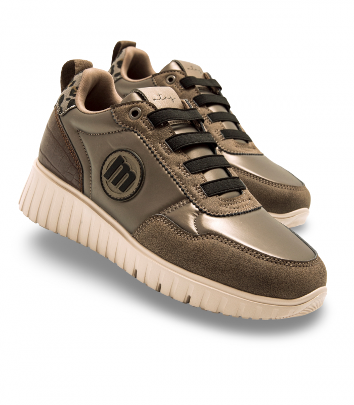 Mustang 60886. Deportivo casual plomo tabaco, cordones elásticos