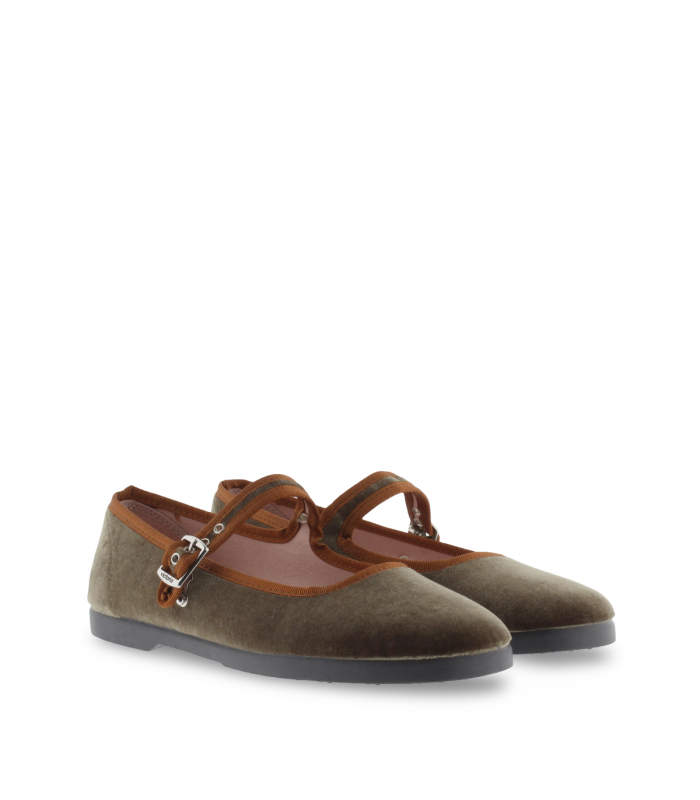 Merceditas terciopelo kaki con hebilla Victoria 1080123
