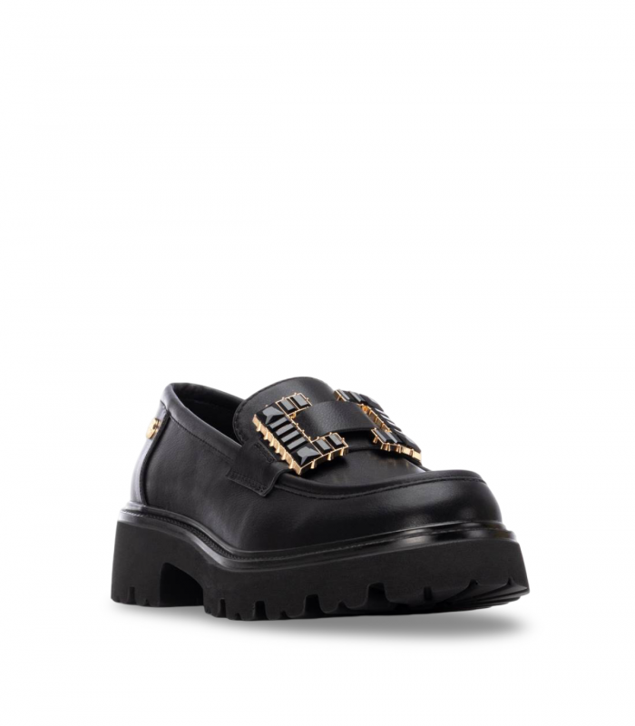 Mocasín negro mujer Xti 144429 con suela gruesa y moderna