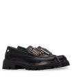 Mocasín negro mujer Xti 144429 con suela gruesa y moderna