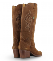 Valverde DKT94 cuero. Bota vaquera alta con bordados. Perfecta con vestidos o pantalones