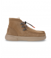 Botines camel con cordones. Piel serraje, forro de pelo.