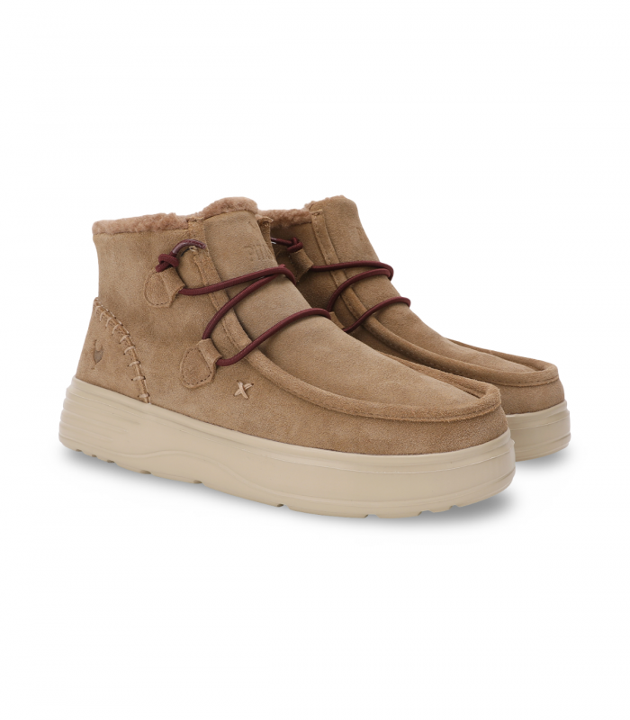 Walk in Pitas SIDNEY. Botín deportivo camel con plataforma, perfecto para looks urbanos