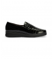 Pitillos 10700 Negro. Mocasín efecto cocodrilo negro, ideal para oficina o reuniones